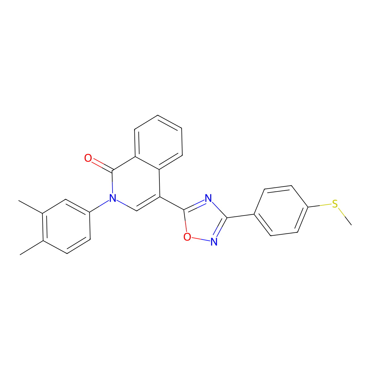 2-(3,4-dimethylphenyl)-4-(3-(4-(methylthio)phenyl)-1,2,4-oxadiazol-5-yl)isoquinolin-1(2H)-one molecular structure, CAS 1326925-82-9