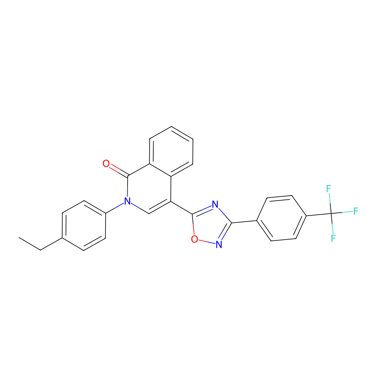 2-(4-ethylphenyl)-4-{3-[4-(trifluoromethyl)phenyl]-1,2,4-oxadiazol-5-yl}isoquinolin-1(2H)-one molecular structure, CAS 1326925-96-5