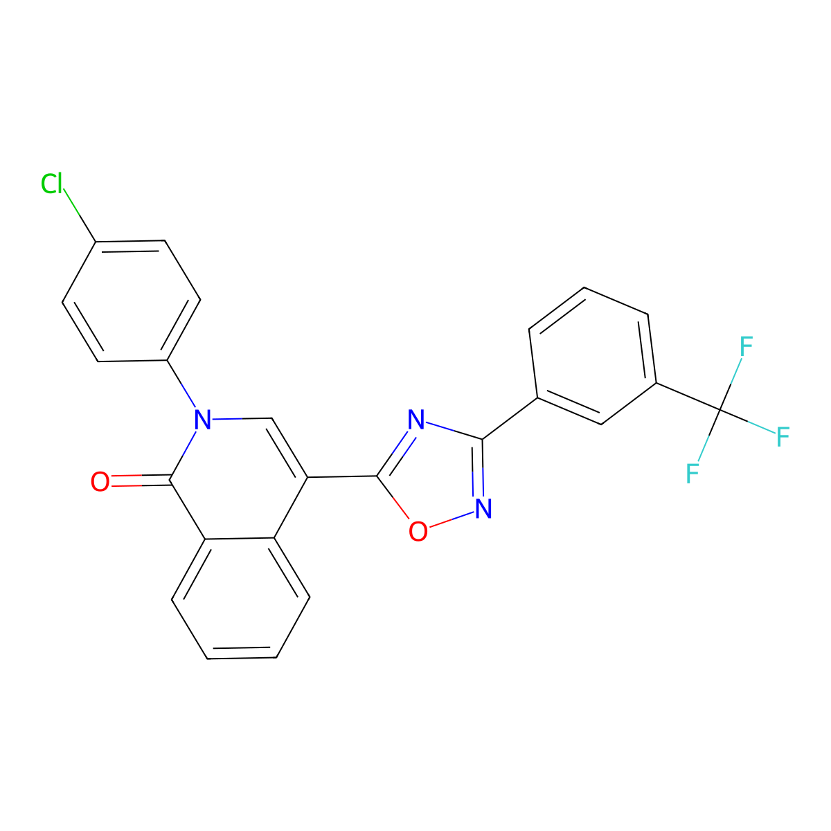 2-(4-chlorophenyl)-4-{3-[3-(trifluoromethyl)phenyl]-1,2,4-oxadiazol-5-yl}isoquinolin-1(2H)-one molecular structure, CAS 1326926-01-5
