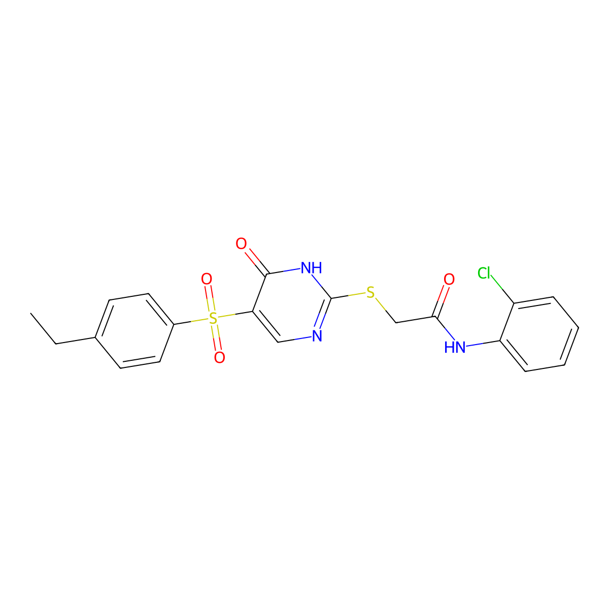 N-(2-chlorophenyl)-2-({5-[(4-ethylphenyl)sulfonyl]-6-oxo-1,6-dihydropyrimidin-2-yl}sulfanyl)acetamide molecular structure, CAS 1326926-06-0