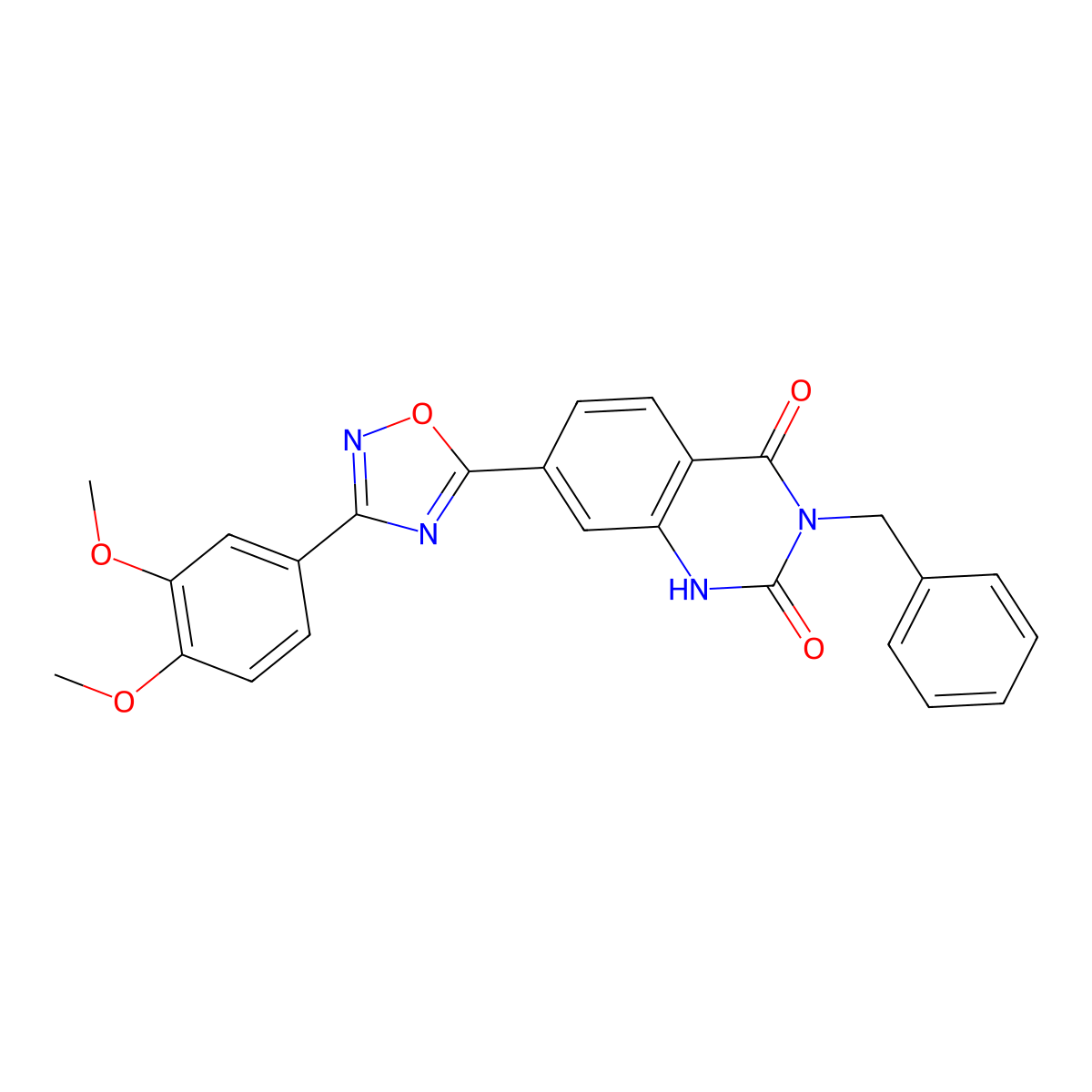 3-benzyl-7-[3-(3,4-dimethoxyphenyl)-1,2,4-oxadiazol-5-yl]quinazoline-2,4(1H,3H)-dione molecular structure, CAS 1326926-22-0
