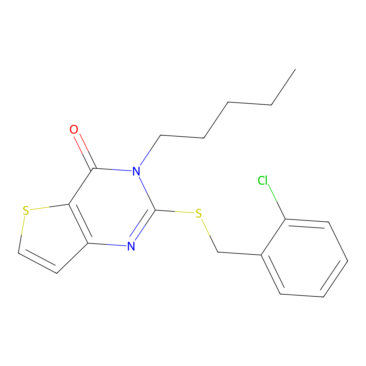 2-{[(2-chlorophenyl)methyl]sulfanyl}-3-pentyl-3H,4H-thieno[3,2-d]pyrimidin-4-one molecular structure, CAS 1326926-44-6