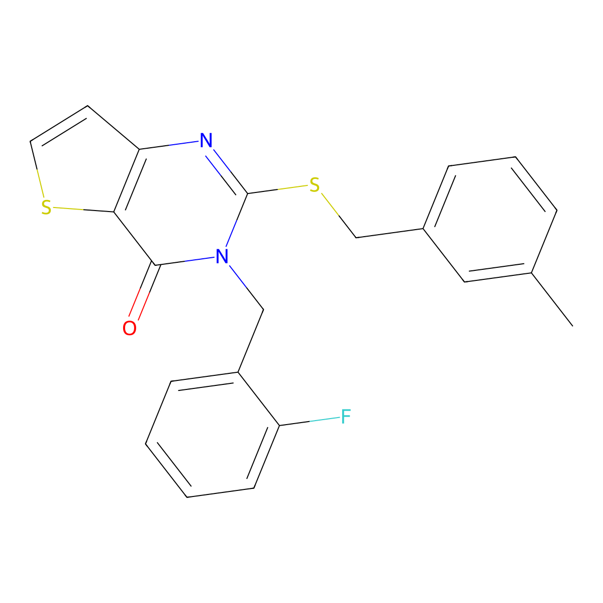 3-(2-fluorobenzyl)-2-[(3-methylbenzyl)sulfanyl]thieno[3,2-d]pyrimidin-4(3H)-one molecular structure, CAS 1326926-74-2