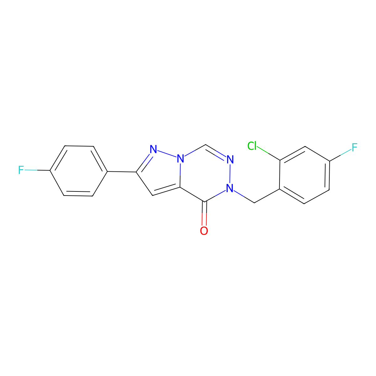 5-(2-chloro-4-fluorobenzyl)-2-(4-fluorophenyl)pyrazolo[1,5-d][1,2,4]triazin-4(5H)-one molecular structure, CAS 1326927-01-8