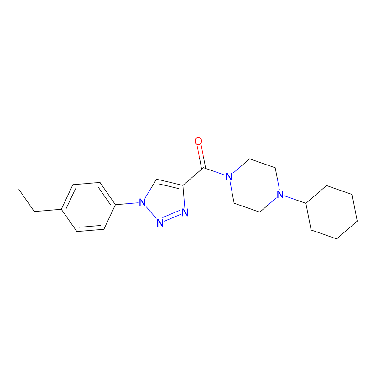 (4-cyclohexylpiperazin-1-yl)(1-(4-ethylphenyl)-1H-1,2,3-triazol-4-yl)methanone molecular structure, CAS 1326927-87-0