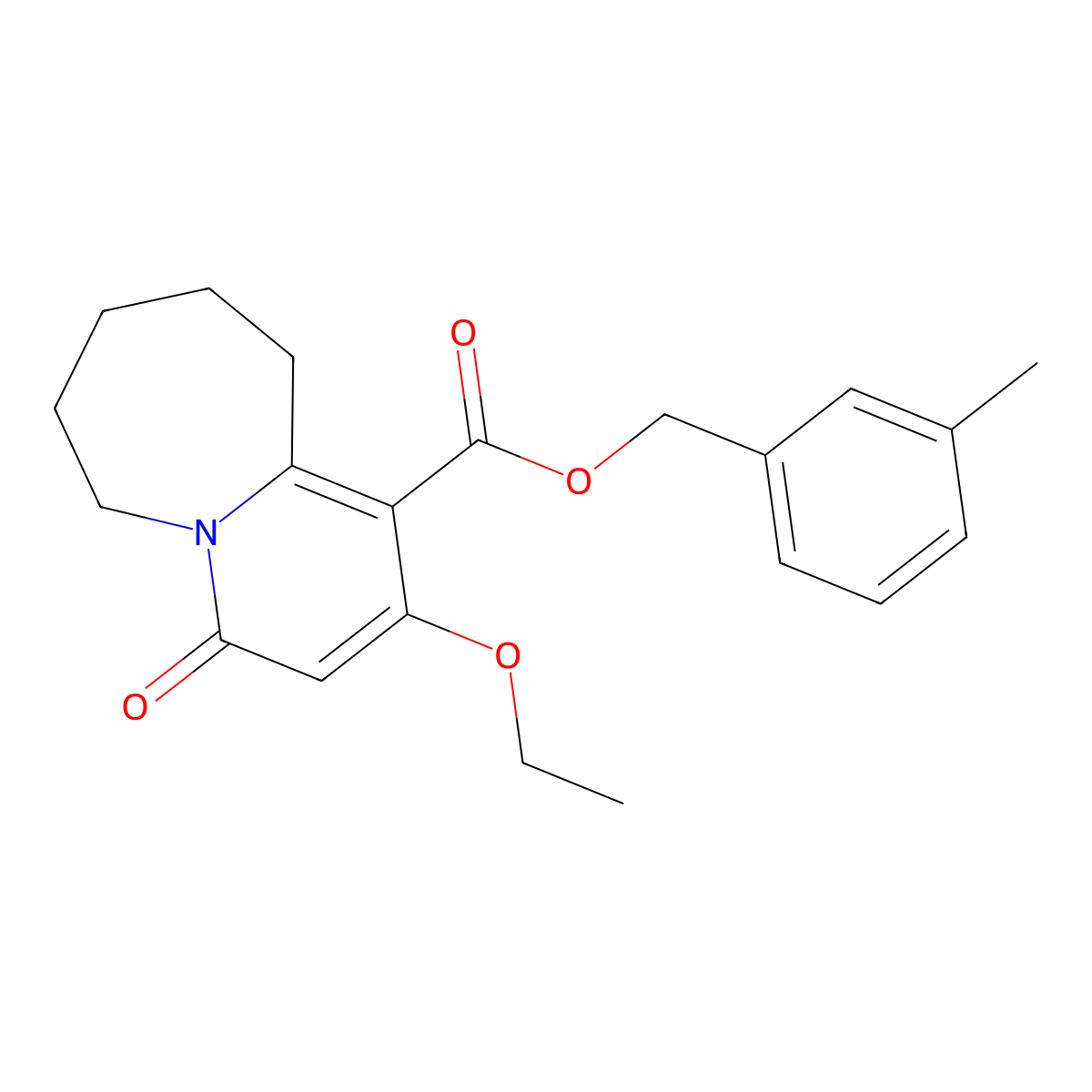 3-Methylbenzyl 2-ethoxy-4-oxo-4,6,7,8,9,10-hexahydropyrido[1,2-a]azepine-1-carboxylate molecular structure, CAS 1326928-08-8