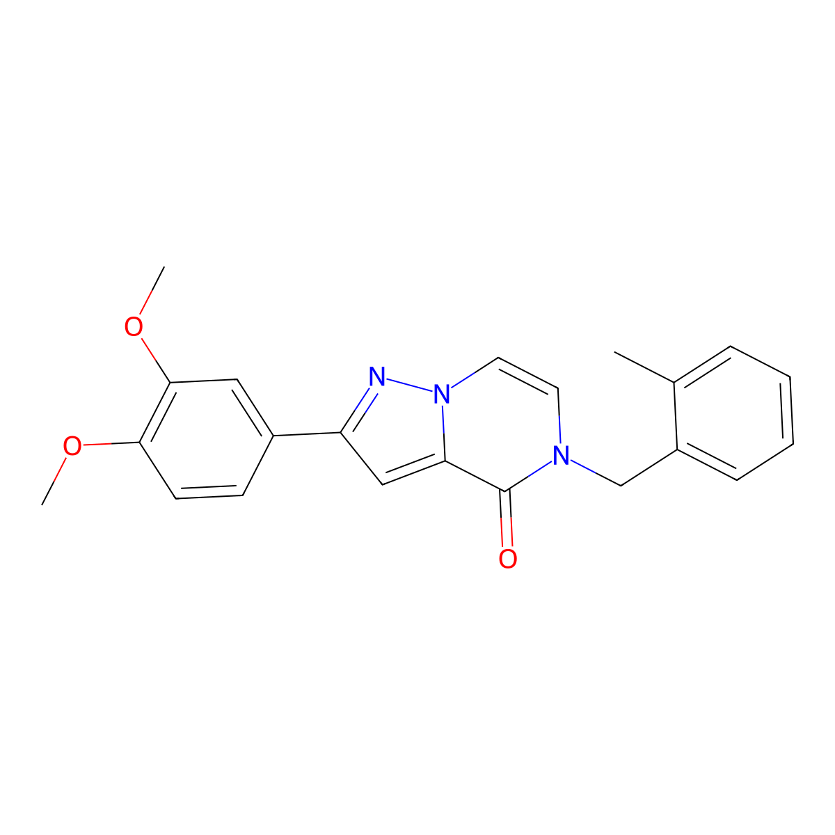 2-(3,4-dimethoxyphenyl)-5-(2-methylbenzyl)pyrazolo[1,5-a]pyrazin-4(5H)-one molecular structure, CAS 1326928-60-2