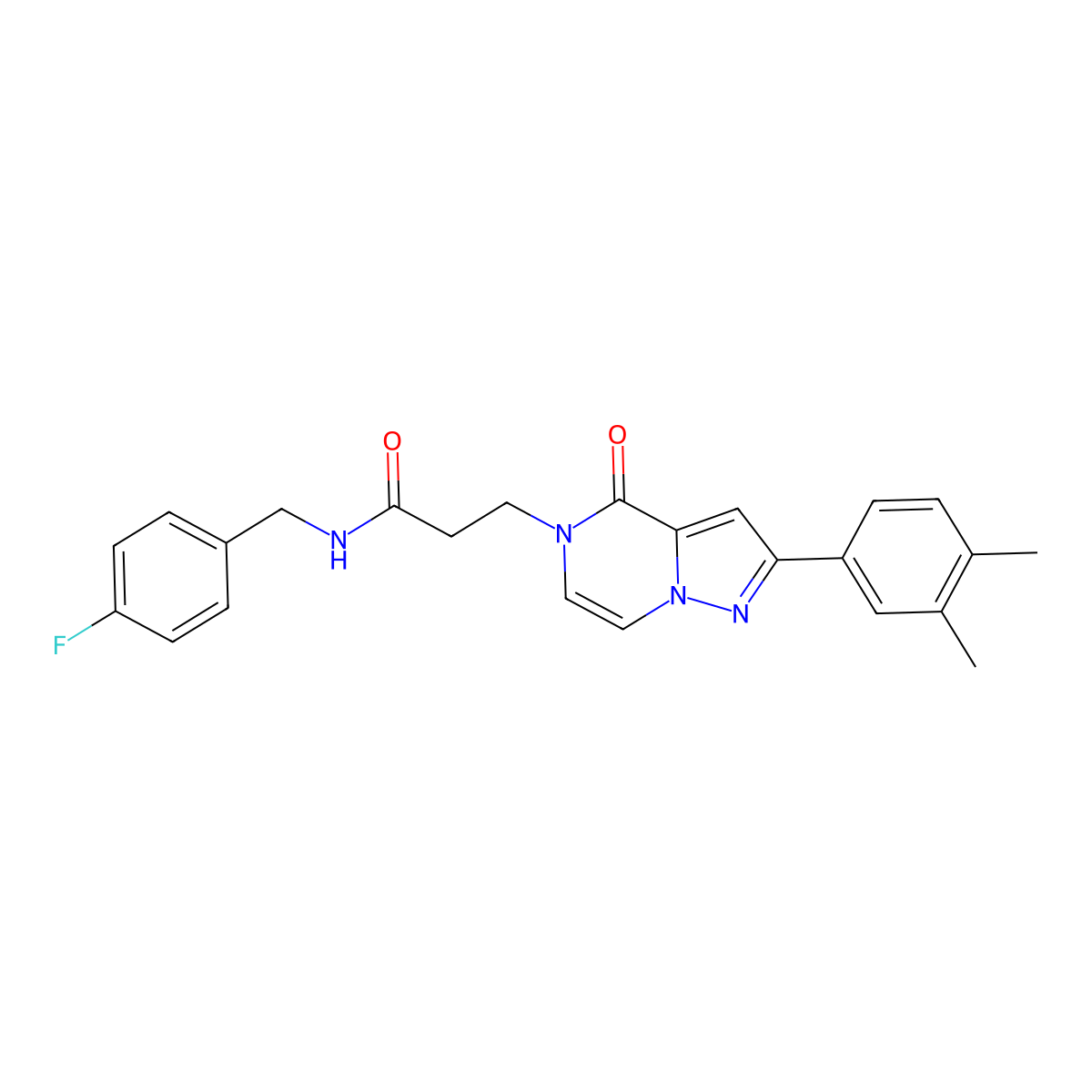 3-[2-(3,4-dimethylphenyl)-4-oxo-4H,5H-pyrazolo[1,5-a]pyrazin-5-yl]-N-[(4-fluorophenyl)methyl]propanamide molecular structure, CAS 1326928-78-2