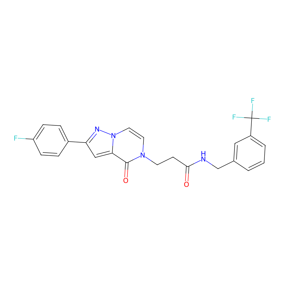 3-[2-(4-fluorophenyl)-4-oxo-4H,5H-pyrazolo[1,5-a]pyrazin-5-yl]-N-{[3-(trifluoromethyl)phenyl]methyl}propanamide molecular structure, CAS 1326929-08-1