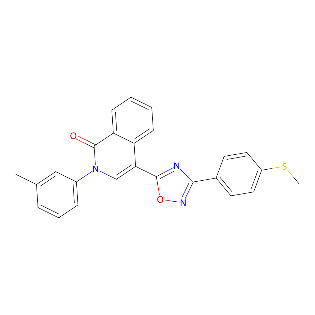 2-(3-methylphenyl)-4-{3-[4-(methylsulfanyl)phenyl]-1,2,4-oxadiazol-5-yl}isoquinolin-1(2H)-one molecular structure, CAS 1326929-43-4