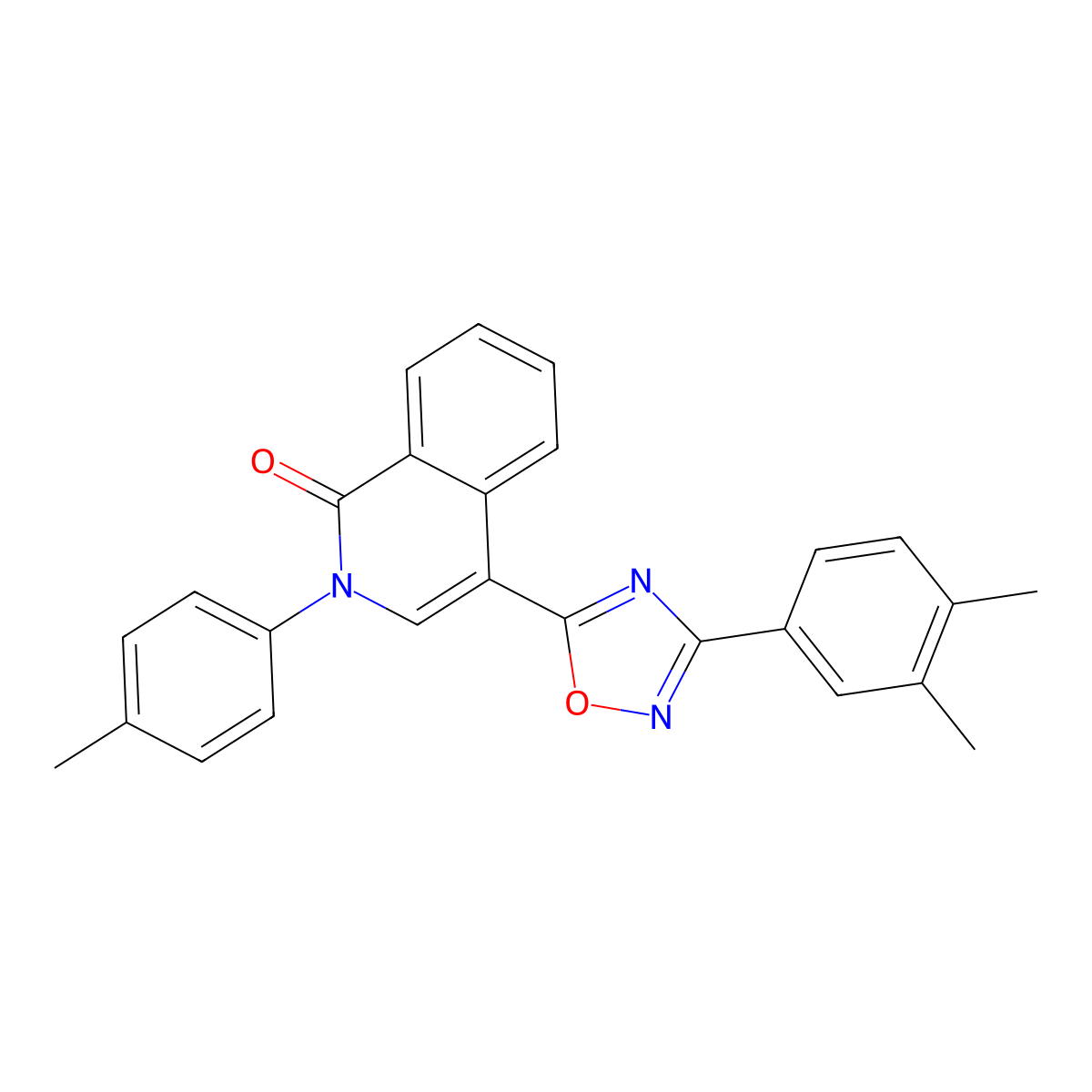 4-[3-(3,4-dimethylphenyl)-1,2,4-oxadiazol-5-yl]-2-(4-methylphenyl)isoquinolin-1(2H)-one molecular structure, CAS 1326929-47-8