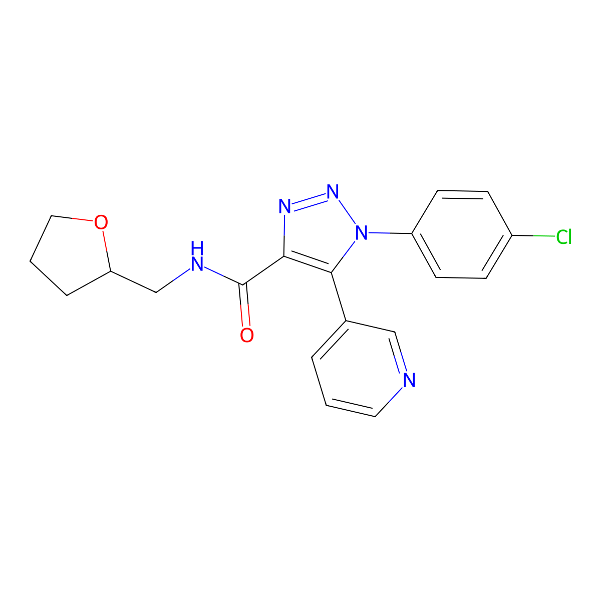 1-(4-chlorophenyl)-5-(pyridin-3-yl)-N-(tetrahydrofuran-2-ylmethyl)-1H-1,2,3-triazole-4-carboxamide molecular structure, CAS 1326929-48-9