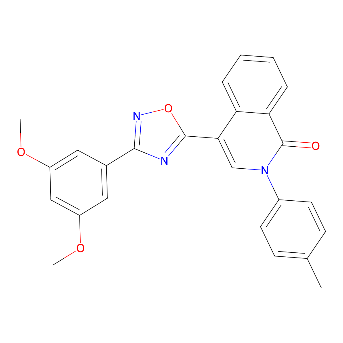 4-[3-(3,5-Dimethoxyphenyl)-1,2,4-oxadiazol-5-yl]-2-(4-methylphenyl)-1,2-dihydroisoquinolin-1-one molecular structure, CAS 1326929-53-6