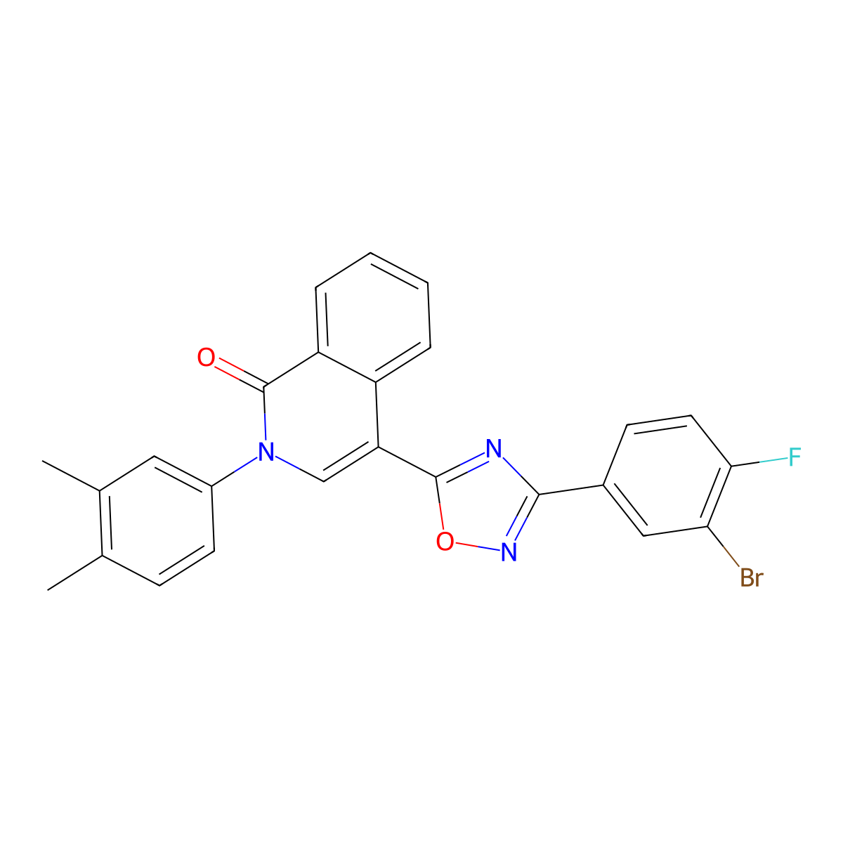 4-[3-(3-bromo-4-fluorophenyl)-1,2,4-oxadiazol-5-yl]-2-(3,4-dimethylphenyl)isoquinolin-1(2H)-one molecular structure, CAS 1326929-60-5