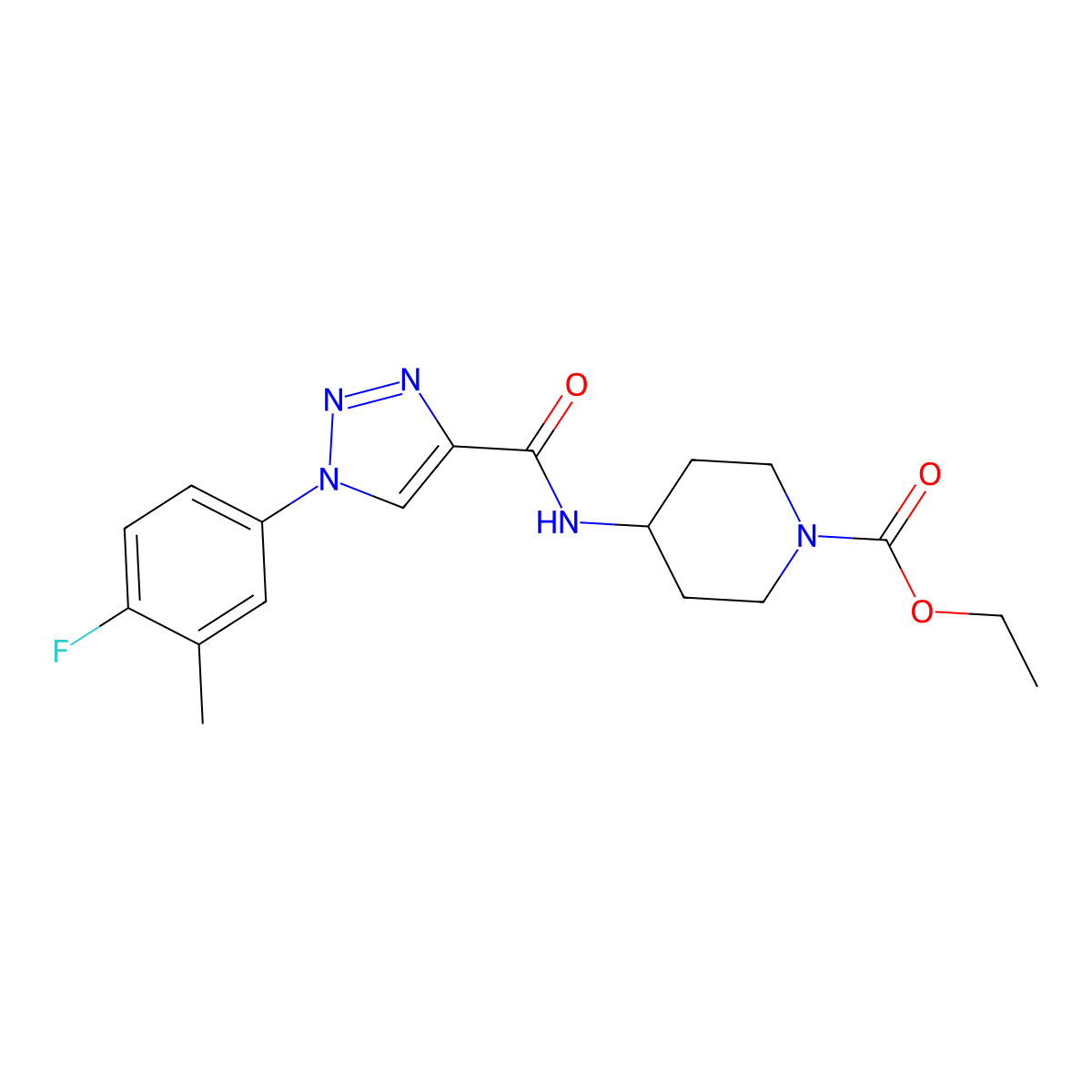 ethyl 4-({[1-(4-fluoro-3-methylphenyl)-1H-1,2,3-triazol-4-yl]carbonyl}amino)piperidine-1-carboxylate molecular structure, CAS 1326929-74-1