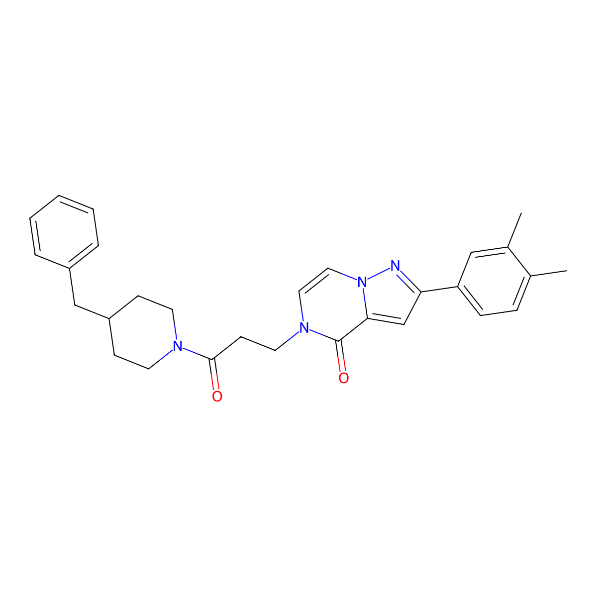 5-[3-(4-benzylpiperidin-1-yl)-3-oxopropyl]-2-(3,4-dimethylphenyl)pyrazolo[1,5-a]pyrazin-4(5H)-one molecular structure, CAS 1326929-90-1