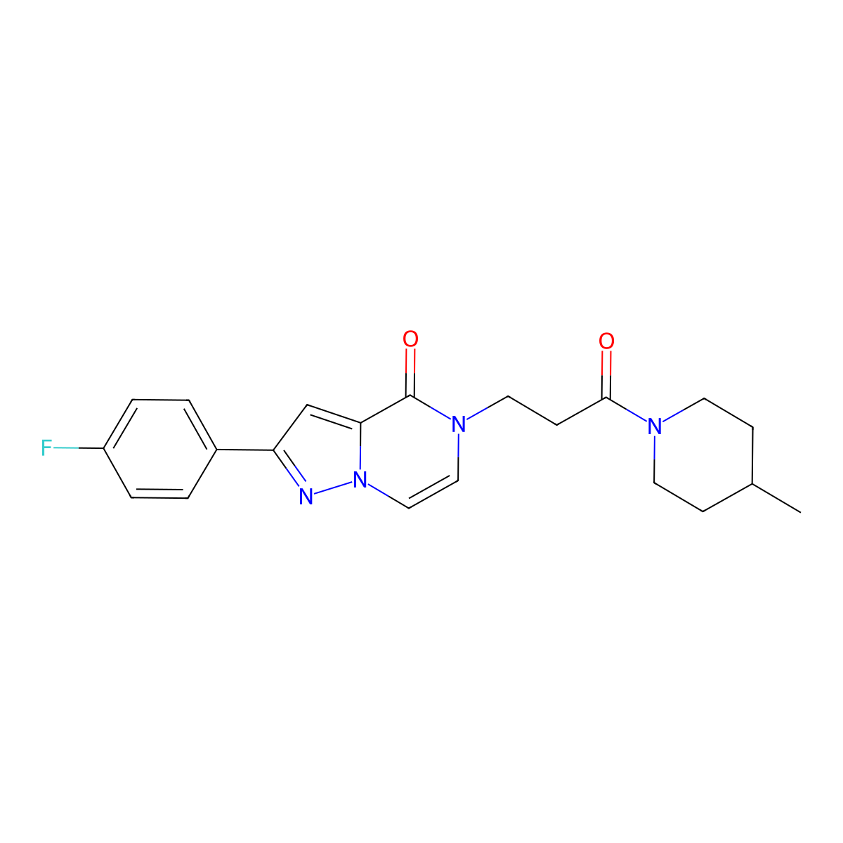 2-(4-fluorophenyl)-5-[3-(4-methylpiperidin-1-yl)-3-oxopropyl]pyrazolo[1,5-a]pyrazin-4(5H)-one molecular structure, CAS 1326929-98-9