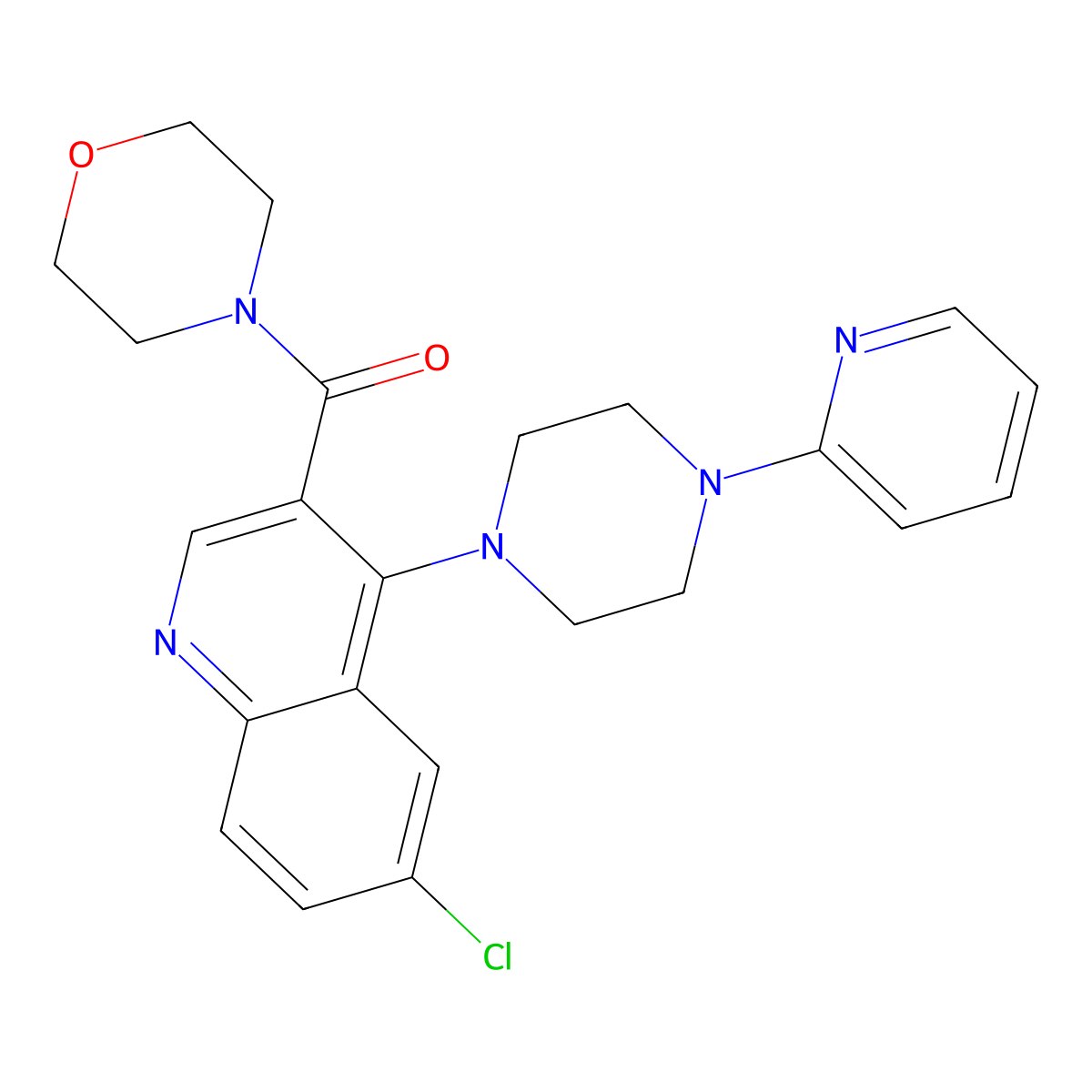 {6-Chloro-4-[4-(pyridin-2-yl)piperazin-1-yl]quinolin-3-yl}(morpholin-4-yl)methanone molecular structure, CAS 1326930-03-3