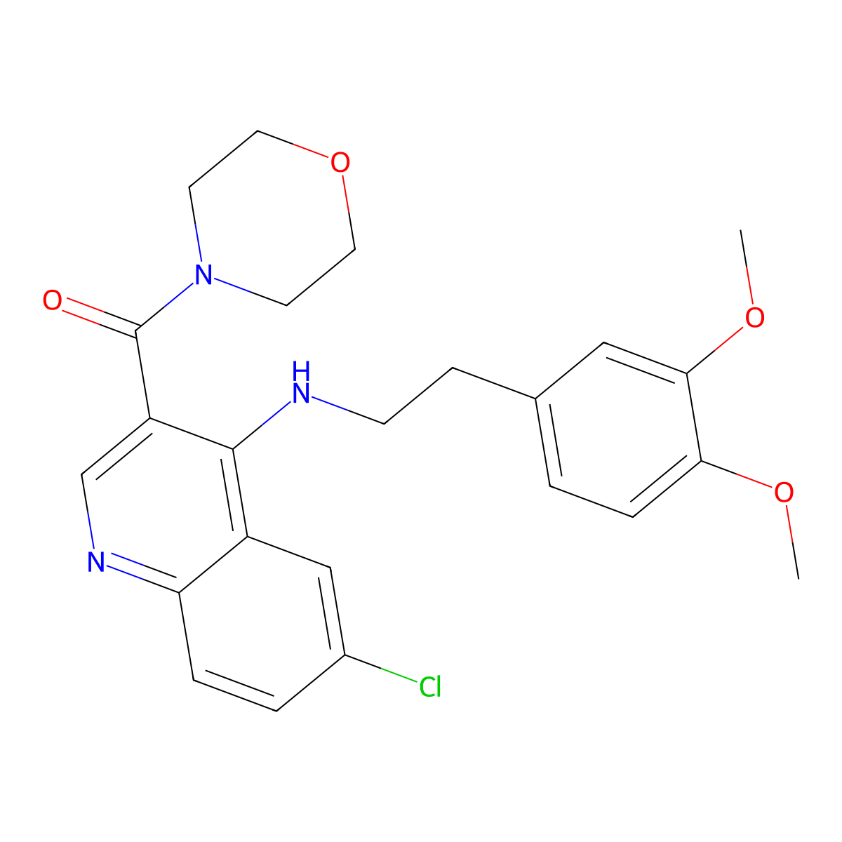 (6-Chloro-4-{[2-(3,4-dimethoxyphenyl)ethyl]amino}quinolin-3-yl)(morpholin-4-yl)methanone molecular structure, CAS 1326930-09-9