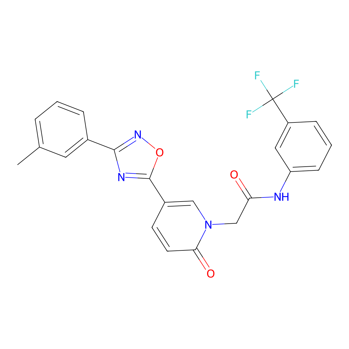 2-{5-[3-(3-methylphenyl)-1,2,4-oxadiazol-5-yl]-2-oxopyridin-1(2H)-yl}-N-[3-(trifluoromethyl)phenyl]acetamide molecular structure, CAS 1326930-15-7