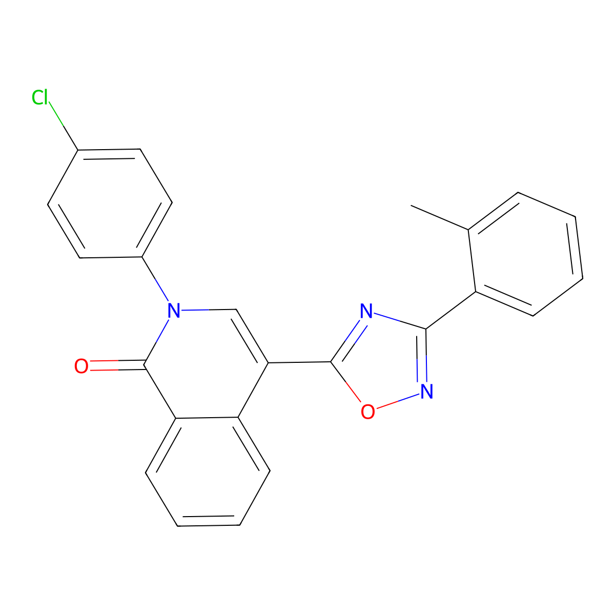 2-(4-chlorophenyl)-4-[3-(2-methylphenyl)-1,2,4-oxadiazol-5-yl]isoquinolin-1(2H)-one molecular structure, CAS 1326930-16-8