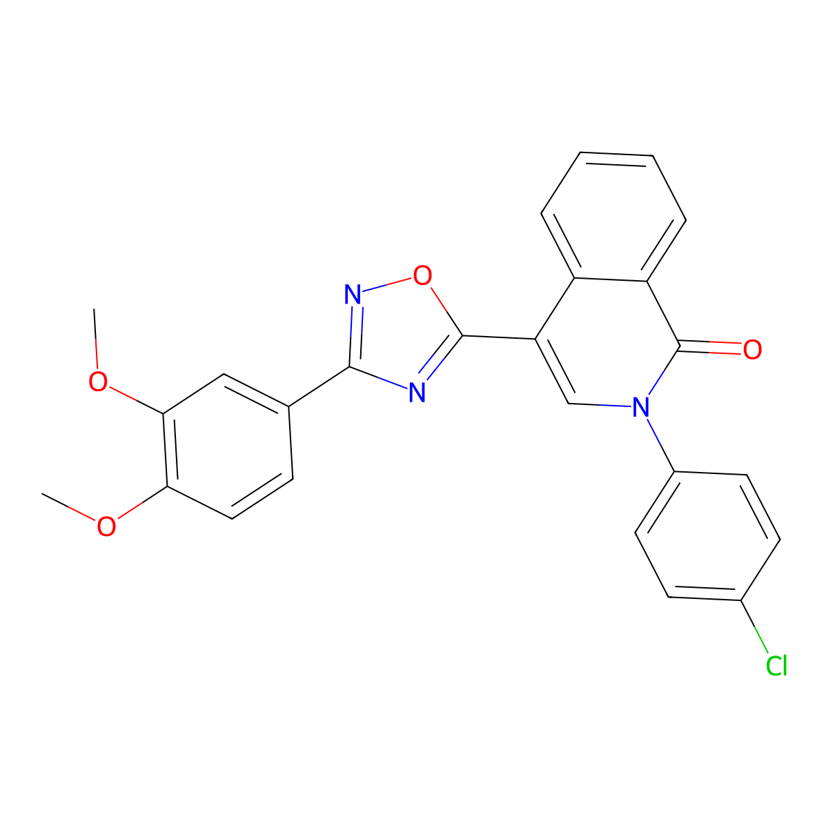 2-(4-chlorophenyl)-4-[3-(3,4-dimethoxyphenyl)-1,2,4-oxadiazol-5-yl]isoquinolin-1(2H)-one molecular structure, CAS 1326930-20-4