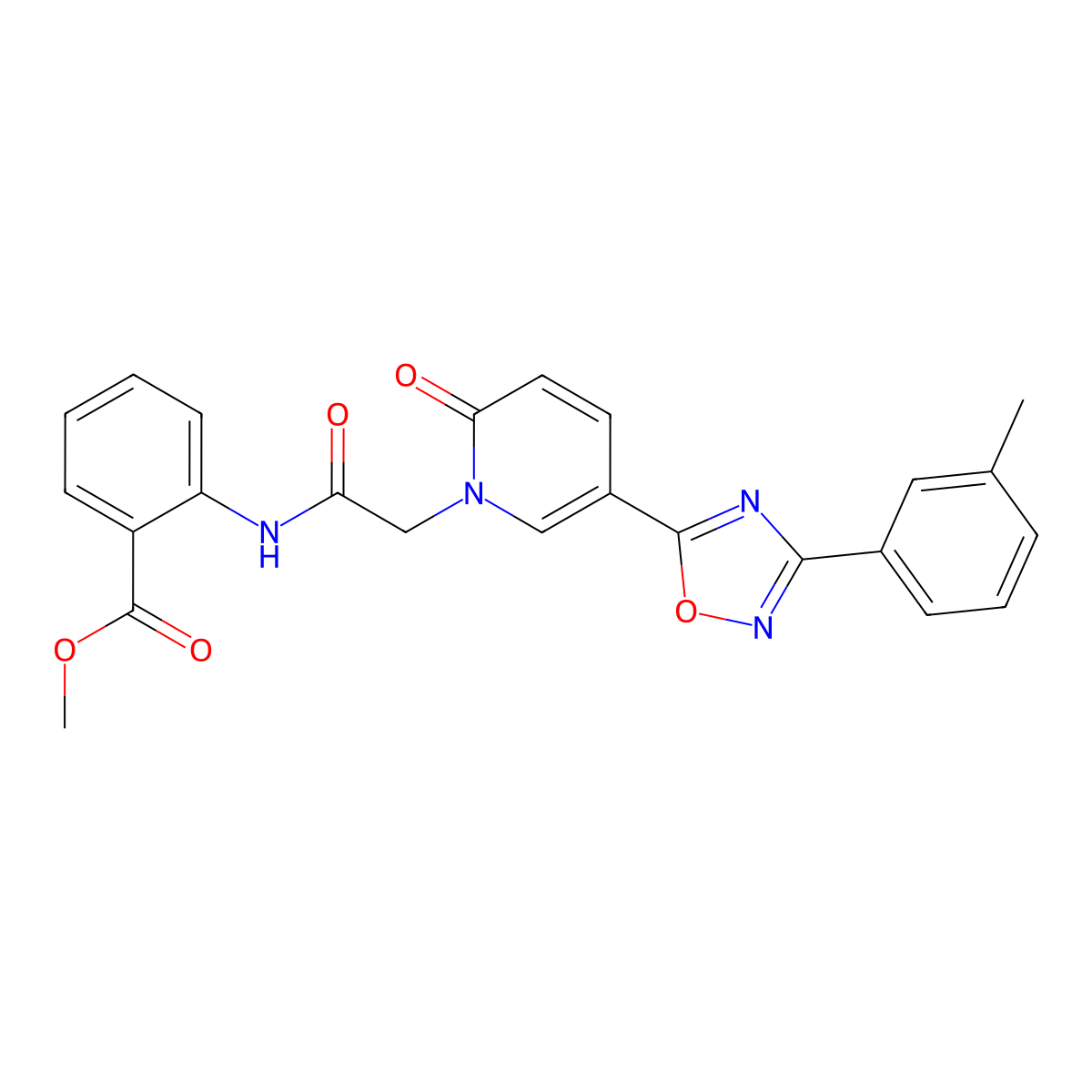 methyl 2-[({5-[3-(3-methylphenyl)-1,2,4-oxadiazol-5-yl]-2-oxopyridin-1(2H)-yl}acetyl)amino]benzoate molecular structure, CAS 1326930-21-5