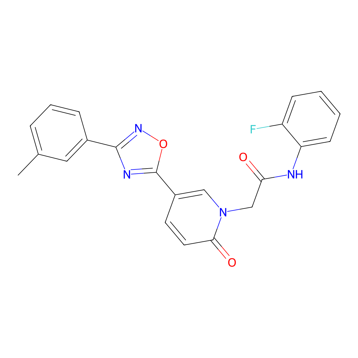 N-(2-fluorophenyl)-2-{5-[3-(3-methylphenyl)-1,2,4-oxadiazol-5-yl]-2-oxopyridin-1(2H)-yl}acetamide molecular structure, CAS 1326930-23-7