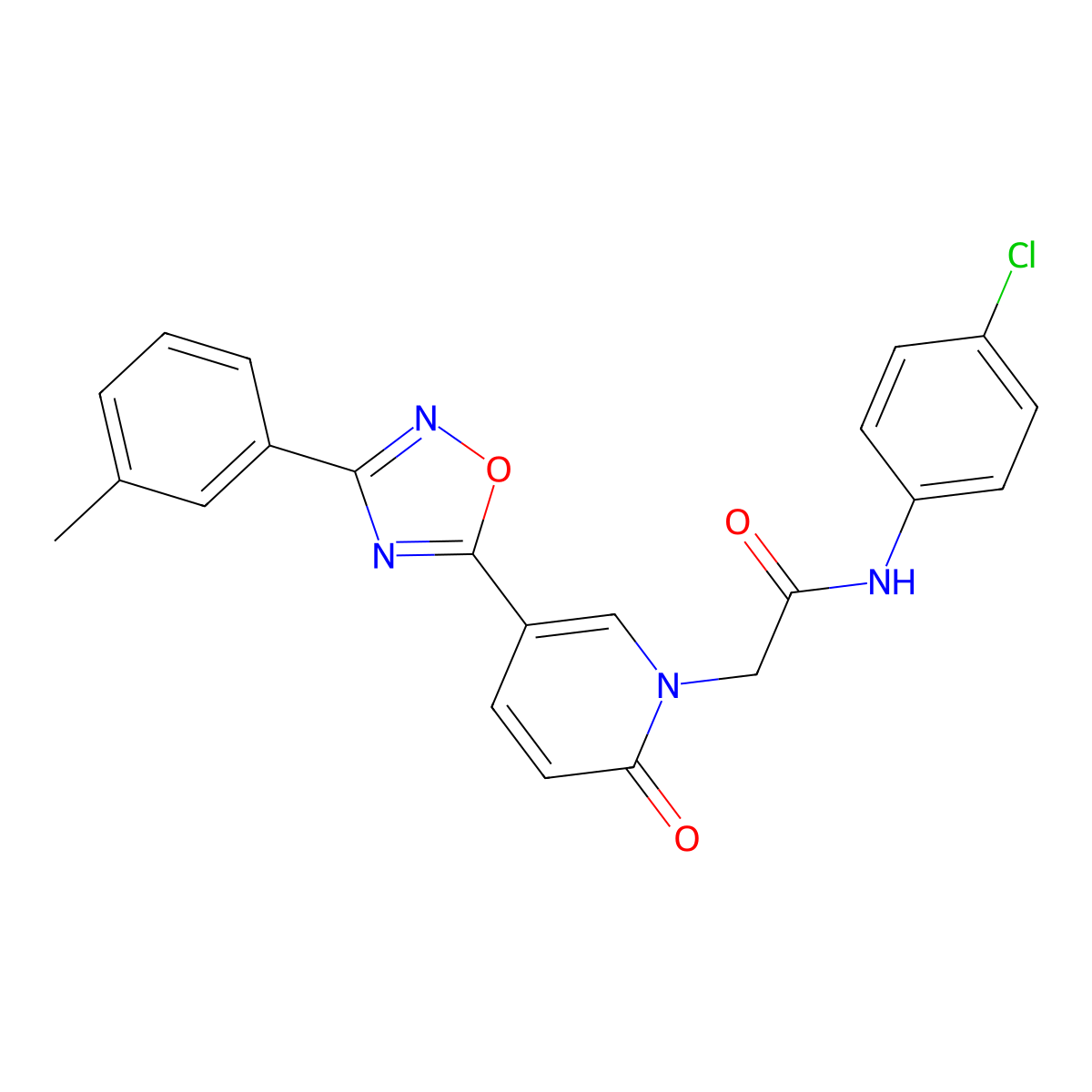 N-(4-chlorophenyl)-2-{5-[3-(3-methylphenyl)-1,2,4-oxadiazol-5-yl]-2-oxopyridin-1(2H)-yl}acetamide molecular structure, CAS 1326930-27-1