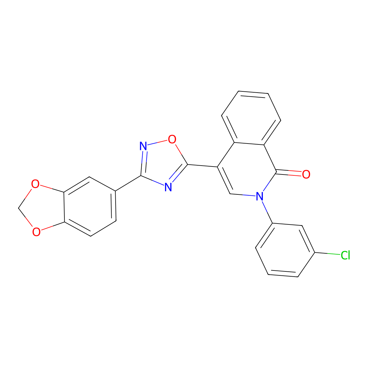 4-[3-(1,3-benzodioxol-5-yl)-1,2,4-oxadiazol-5-yl]-2-(3-chlorophenyl)isoquinolin-1(2H)-one molecular structure, CAS 1326930-28-2