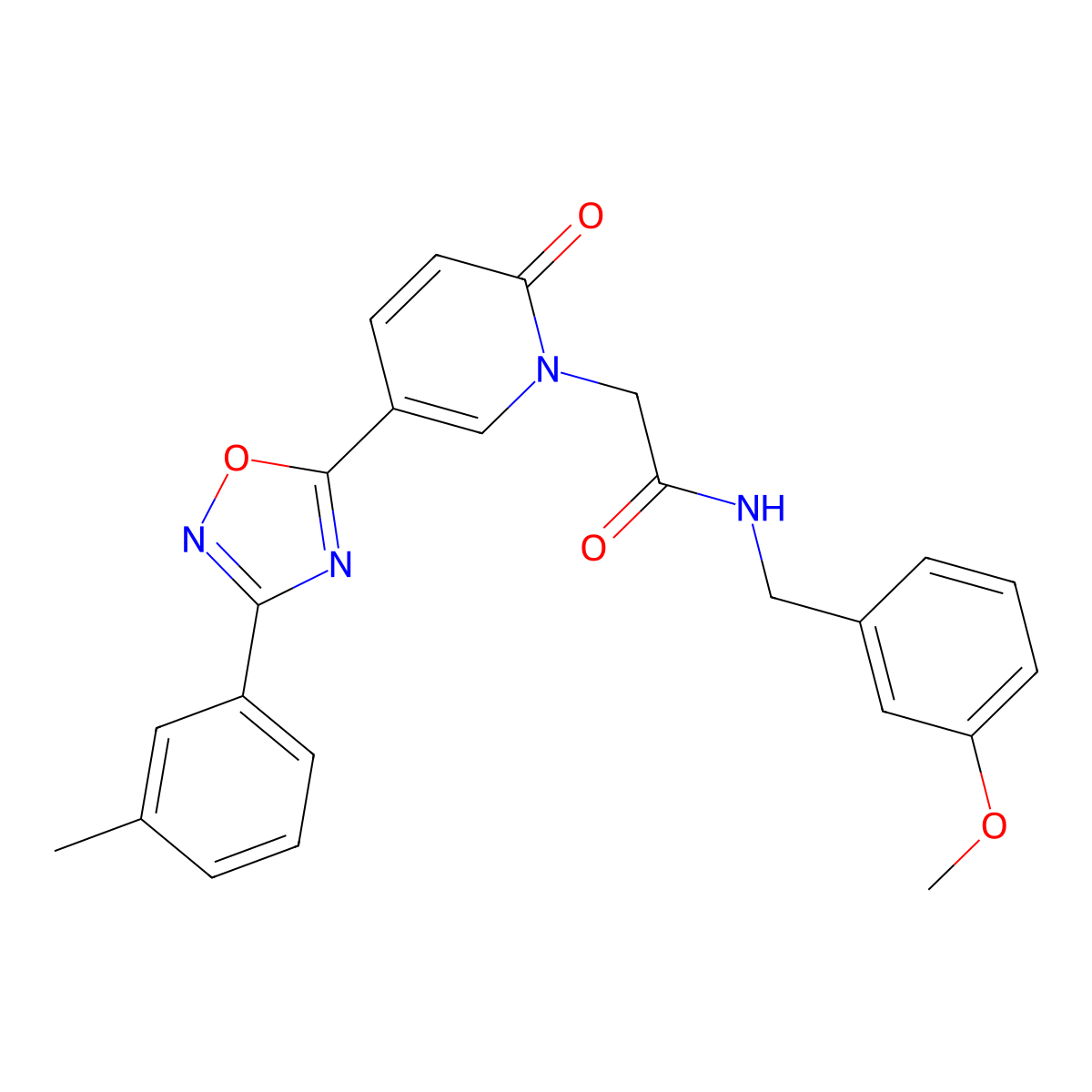 N-(3-methoxybenzyl)-2-{5-[3-(3-methylphenyl)-1,2,4-oxadiazol-5-yl]-2-oxopyridin-1(2H)-yl}acetamide molecular structure, CAS 1326930-37-3