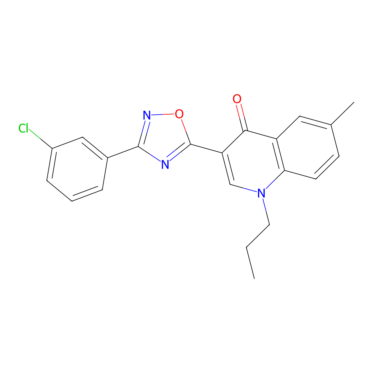 3-[3-(3-chlorophenyl)-1,2,4-oxadiazol-5-yl]-6-methyl-1-propylquinolin-4(1H)-one molecular structure, CAS 1326930-69-1