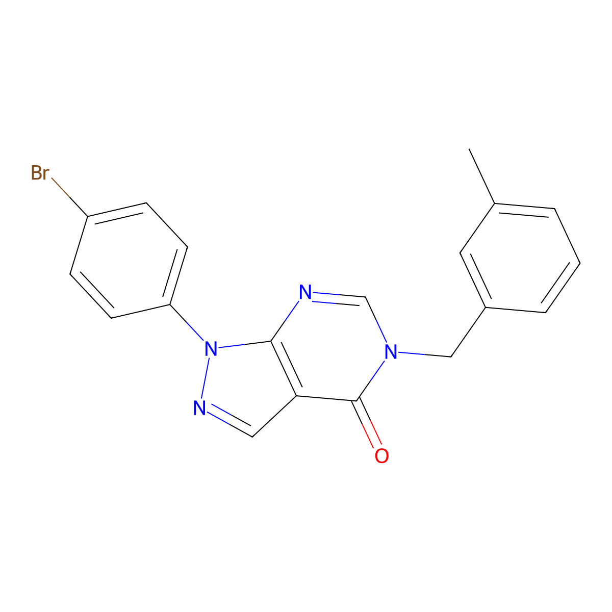1-(4-bromophenyl)-5-(3-methylbenzyl)-1,5-dihydro-4H-pyrazolo[3,4-d]pyrimidin-4-one molecular structure, CAS 1326931-01-4
