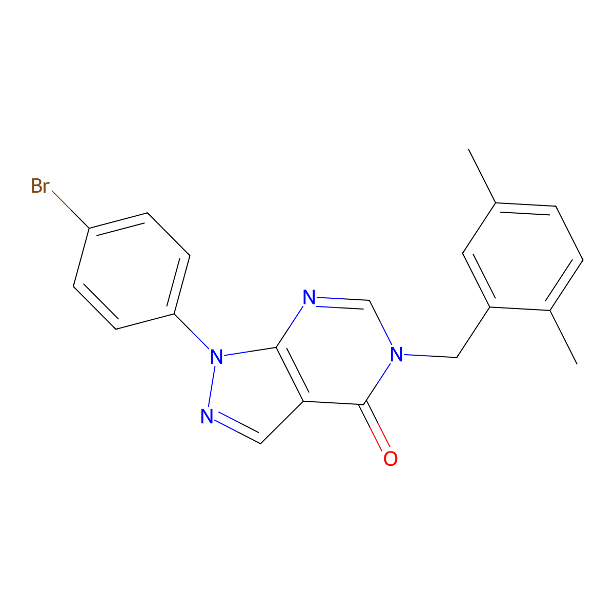 1-(4-bromophenyl)-5-(2,5-dimethylbenzyl)-1,5-dihydro-4H-pyrazolo[3,4-d]pyrimidin-4-one molecular structure, CAS 1326931-06-9