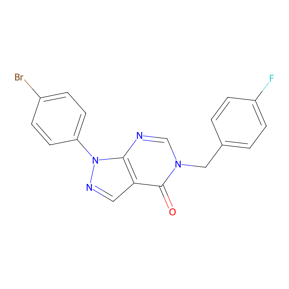 1-(4-bromophenyl)-5-(4-fluorobenzyl)-1,5-dihydro-4H-pyrazolo[3,4-d]pyrimidin-4-one molecular structure, CAS 1326931-16-1
