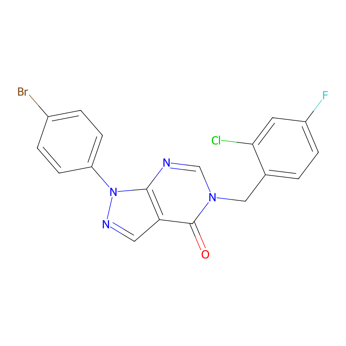 1-(4-bromophenyl)-5-(2-chloro-4-fluorobenzyl)-1,5-dihydro-4H-pyrazolo[3,4-d]pyrimidin-4-one molecular structure, CAS 1326931-24-1