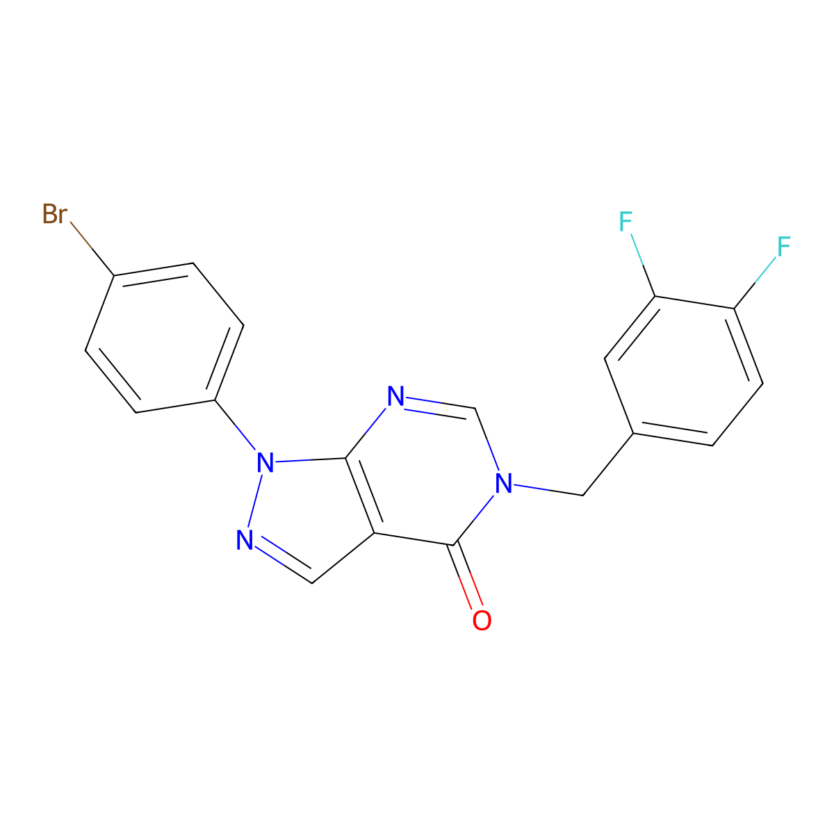 1-(4-bromophenyl)-5-(3,4-difluorobenzyl)-1,5-dihydro-4H-pyrazolo[3,4-d]pyrimidin-4-one molecular structure, CAS 1326931-30-9