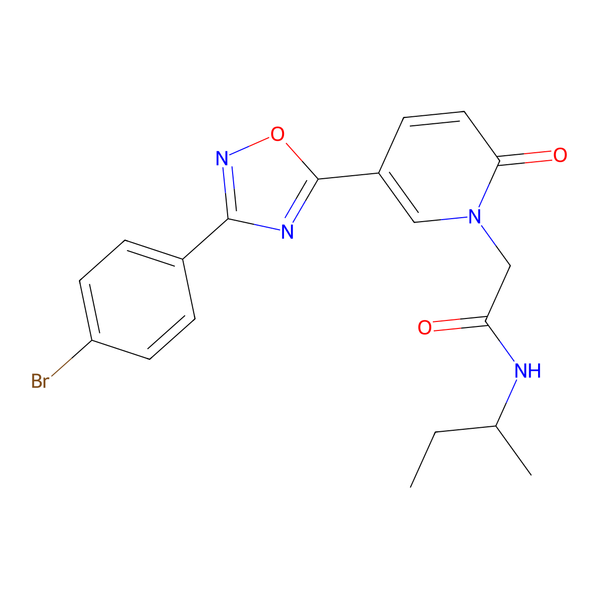 2-{5-[3-(4-bromophenyl)-1,2,4-oxadiazol-5-yl]-2-oxopyridin-1(2H)-yl}-N-(butan-2-yl)acetamide molecular structure, CAS 1326931-55-8