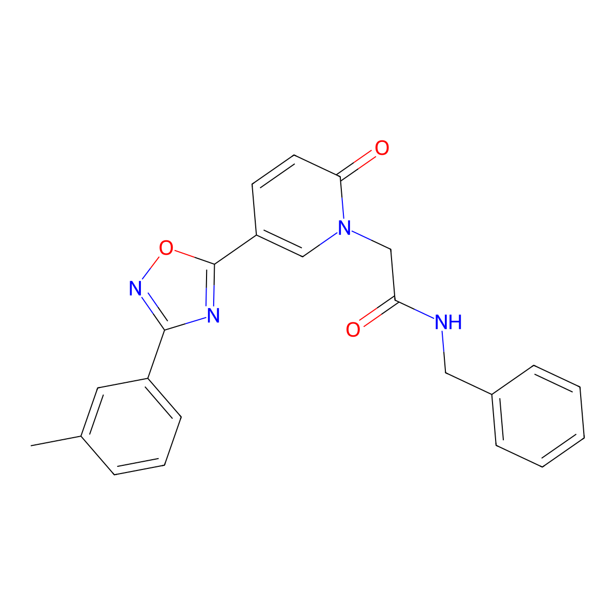 N-benzyl-2-{5-[3-(3-methylphenyl)-1,2,4-oxadiazol-5-yl]-2-oxopyridin-1(2H)-yl}acetamide molecular structure, CAS 1326931-61-6