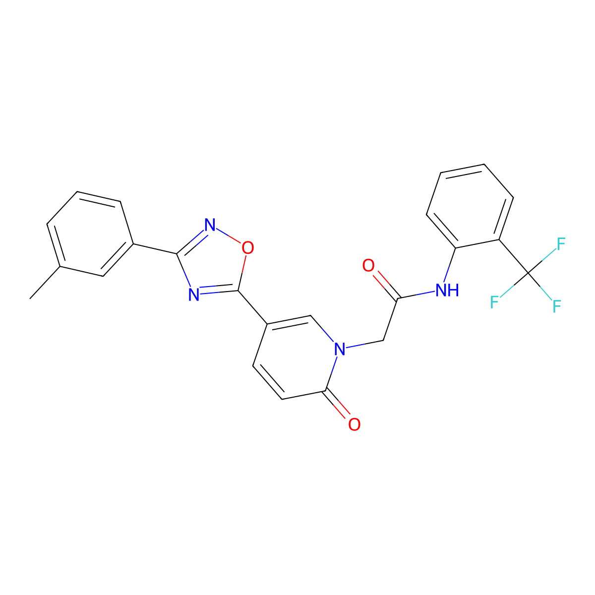 2-{5-[3-(3-methylphenyl)-1,2,4-oxadiazol-5-yl]-2-oxopyridin-1(2H)-yl}-N-[2-(trifluoromethyl)phenyl]acetamide molecular structure, CAS 1326931-68-3