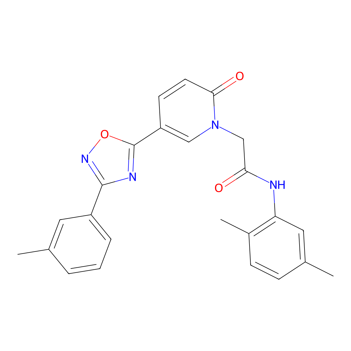 N-(2,5-dimethylphenyl)-2-{5-[3-(3-methylphenyl)-1,2,4-oxadiazol-5-yl]-2-oxopyridin-1(2H)-yl}acetamide molecular structure, CAS 1326931-88-7