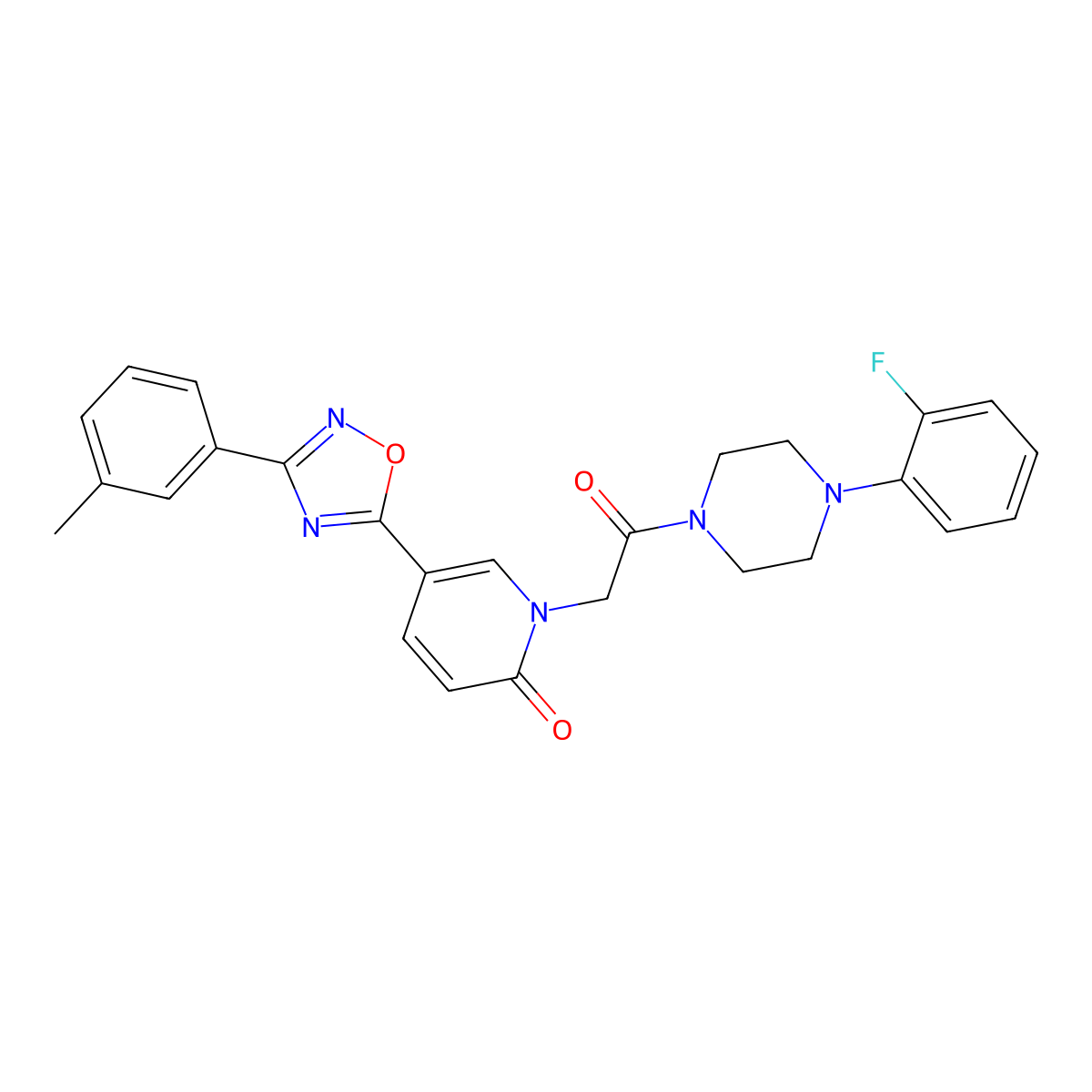1-{2-[4-(2-fluorophenyl)piperazin-1-yl]-2-oxoethyl}-5-[3-(3-methylphenyl)-1,2,4-oxadiazol-5-yl]pyridin-2(1H)-one molecular structure, CAS 1326931-98-9