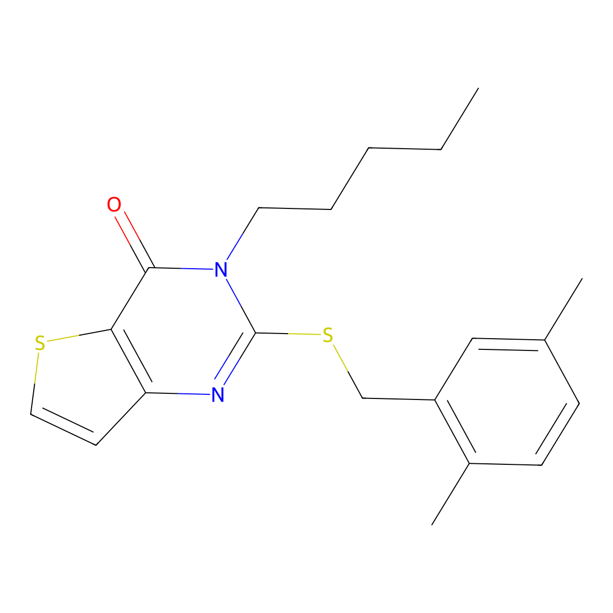 2-[(2,5-dimethylbenzyl)sulfanyl]-3-pentylthieno[3,2-d]pyrimidin-4(3H)-one molecular structure, CAS 1326932-50-6