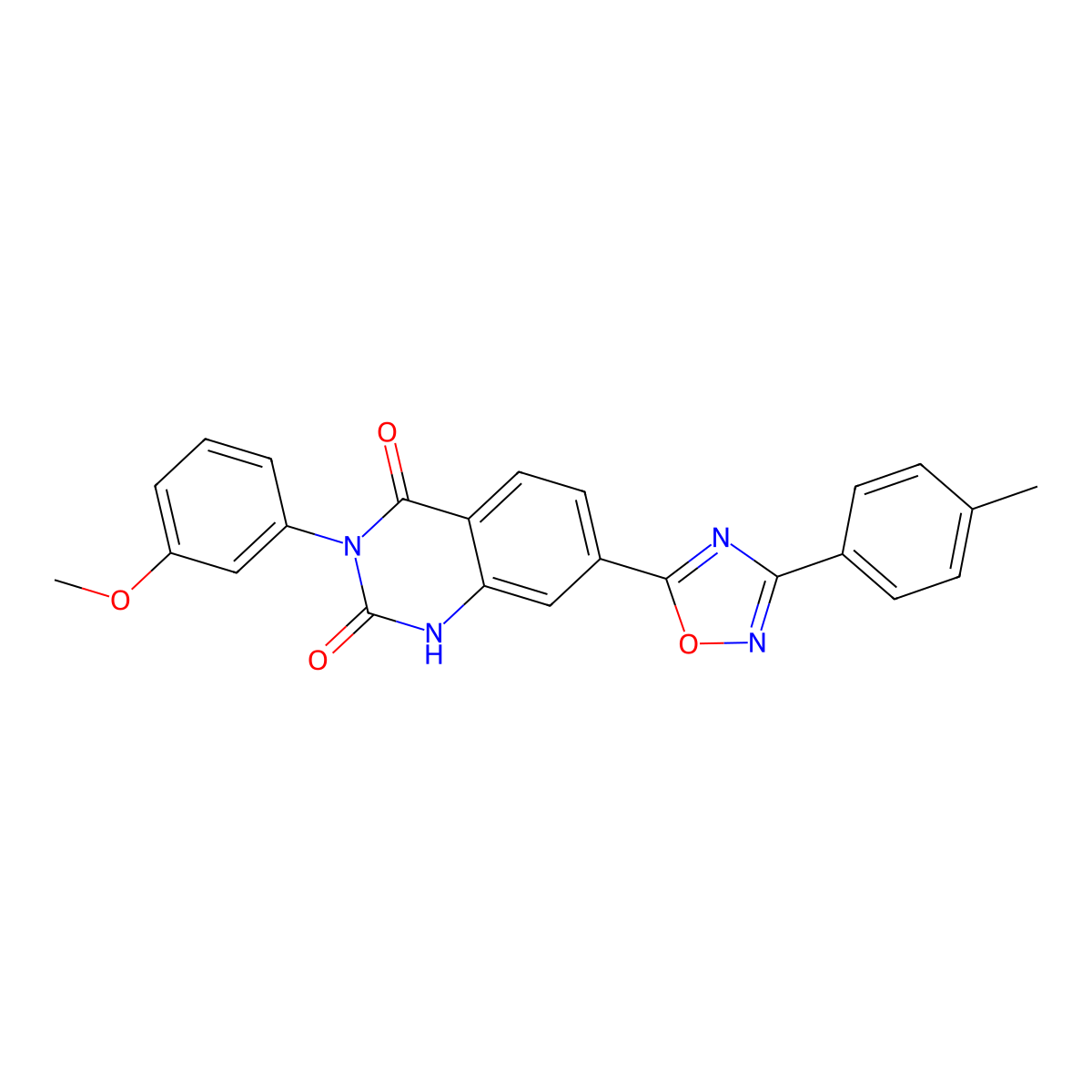 3-(3-methoxyphenyl)-7-(3-(p-tolyl)-1,2,4-oxadiazol-5-yl)quinazoline-2,4(1H,3H)-dione molecular structure, CAS 1326932-60-8