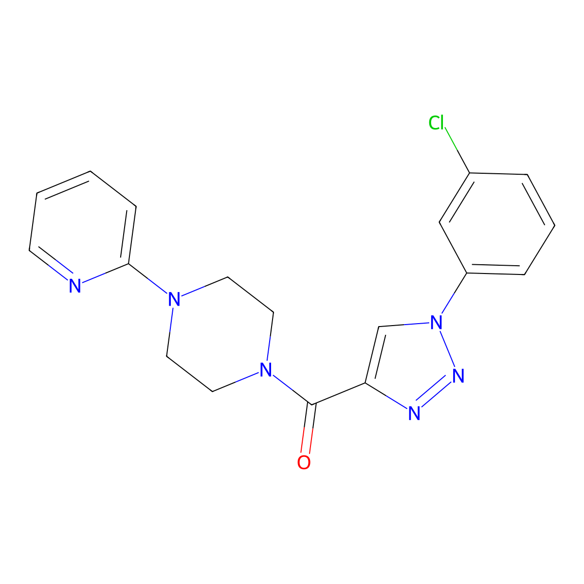 (1-(3-chlorophenyl)-1H-1,2,3-triazol-4-yl)(4-(pyridin-2-yl)piperazin-1-yl)methanone molecular structure, CAS 1326932-63-1