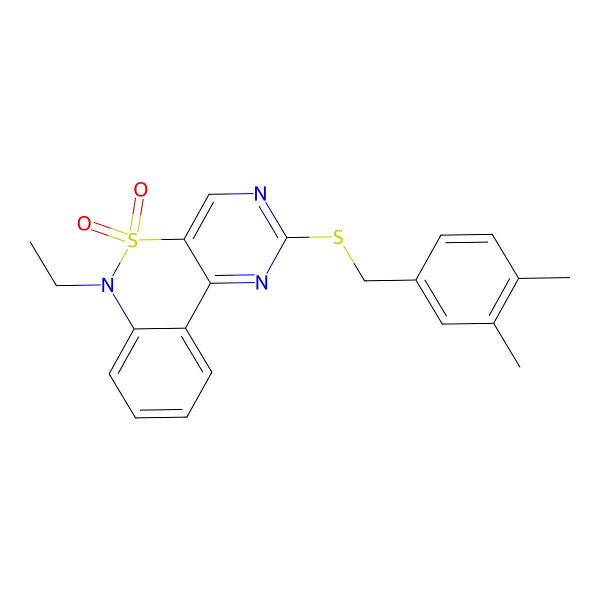 2-[(3,4-dimethylbenzyl)sulfanyl]-6-ethyl-6H-pyrimido[5,4-c][2,1]benzothiazine 5,5-dioxide molecular structure, CAS 1326932-83-5