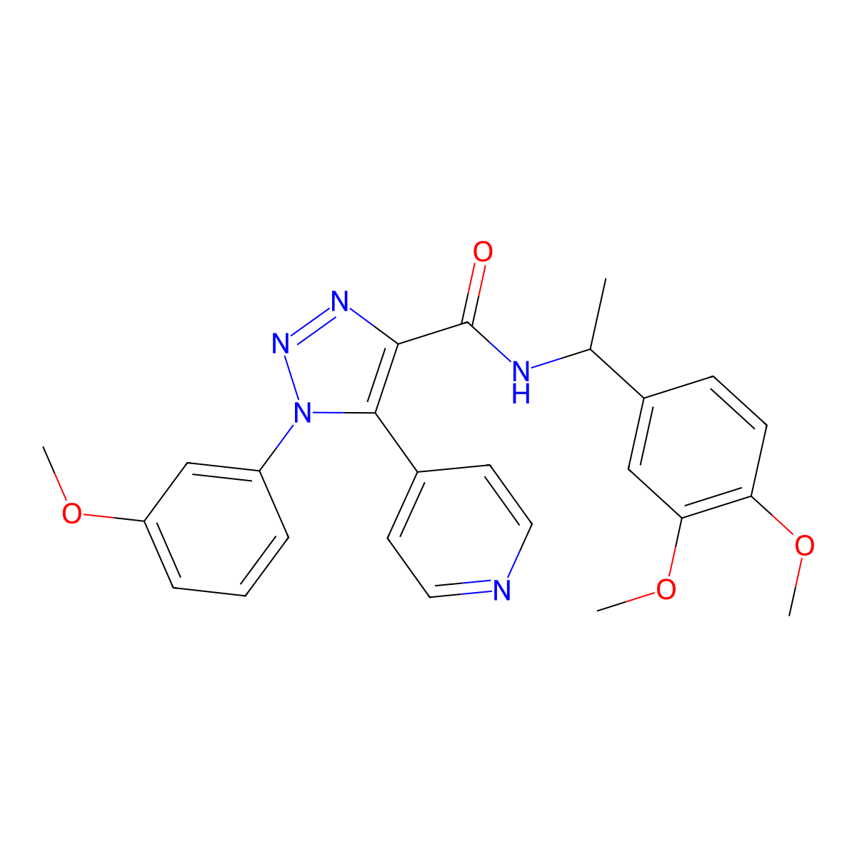 N-[1-(3,4-dimethoxyphenyl)ethyl]-1-(3-methoxyphenyl)-5-(pyridin-4-yl)-1H-1,2,3-triazole-4-carboxamide molecular structure, CAS 1326934-28-4