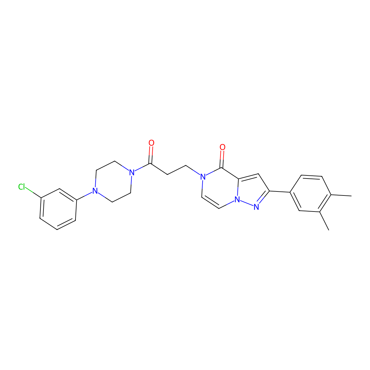 5-{3-[4-(3-chlorophenyl)piperazin-1-yl]-3-oxopropyl}-2-(3,4-dimethylphenyl)-4H,5H-pyrazolo[1,5-a]pyrazin-4-one molecular structure, CAS 1326935-01-6