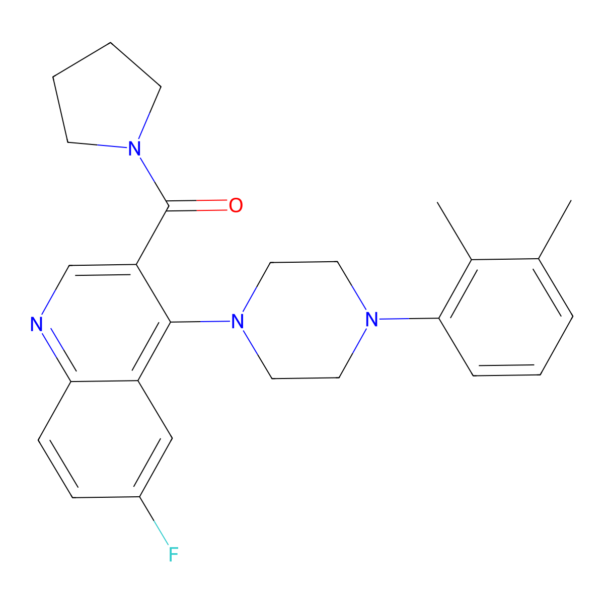 (4-(4-(2,3-Dimethylphenyl)piperazin-1-yl)-6-fluoroquinolin-3-yl)(pyrrolidin-1-yl)methanone molecular structure, CAS 1326935-76-5