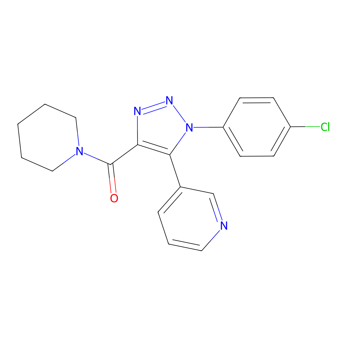 (1-(4-chlorophenyl)-5-(pyridin-3-yl)-1H-1,2,3-triazol-4-yl)(piperidin-1-yl)methanone molecular structure, CAS 1326935-89-0